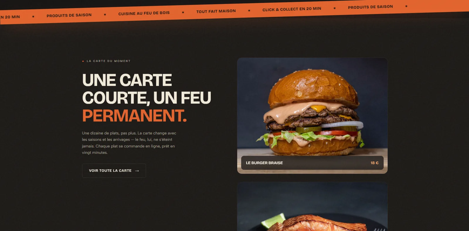 Présentation de la carte du restaurant