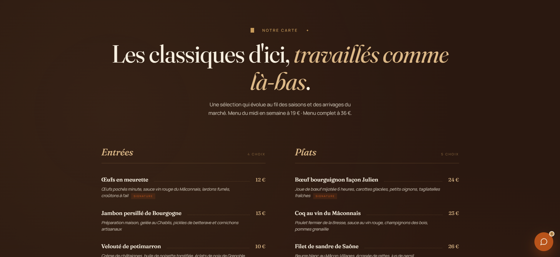 Footer du restaurant